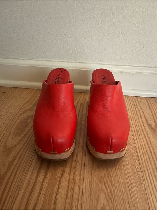 Charlotte Stone Shoes - Charlotte Stone Red Leather Clogs